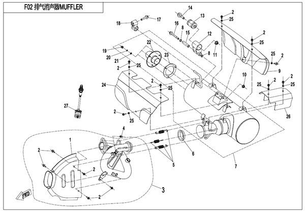 CFMOTO ZFORCE 550 F02-V1 MUFFLER – Quadzilla Ltd